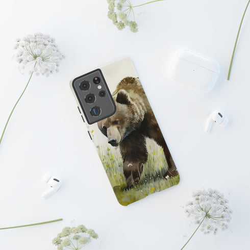 Grizzly Bear in a Field - Impact Resistant Phone Case